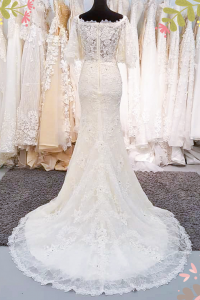 909BY05W03 Fara Cape Sleeves off shoulder full lace trumpet 6 ROM wedding dress rental Malaysia, Simple wedding dress malaysia, ROM wedding gown Kuala Lumpur, Garden wedding reception Malaysia, 