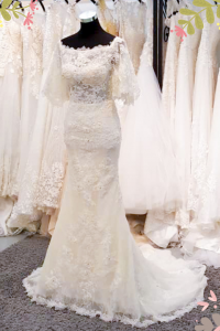 909BY05W03 Fara Cape Sleeves off shoulder full lace trumpet 1 Simple wedding dress malaysia, ROM wedding gown Kuala Lumpur, 