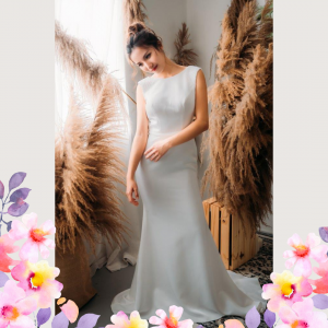 808BYW01 Meghan Long Sleeves Plain Satin Sparkle sleeves 5 Petite Bride Malaysia, Wedding Ballgown rental Malaysia, Bridal Dress Rental Malay Kuala Lumpur Rental, 