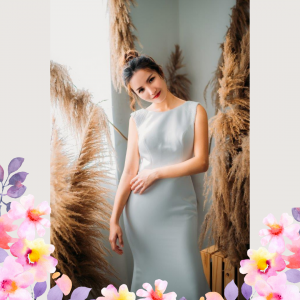 808BYW01 Meghan Long Sleeves Plain Satin Sparkle sleeves 1 ROM wedding dress rental Malaysia, Simple wedding dress malaysia, ROM wedding gown Kuala Lumpur, Garden wedding reception Malaysia, 