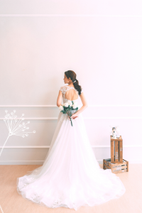 801LLW01 Amyra Illusion neckline guipure lace A line 2 Full lace wedding dress malaysia, Petite Bridal Wedding Dress rental Kuala Lumpur, Sexy Wedding Gown Malaysia,