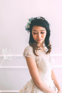 Evening Dress 711XNE07 Champagne sequined bodice floral train Princess 1Princess Wedding Gown Malaysia, Bridal Dress Rental Malay Kuala Lumpur Rental, 