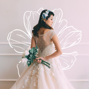 Evening Dress 711XNE07 Champagne sequined bodice floral train Princess 3 (2) Petite Bride Malaysia, Wedding Ballgown rental Malaysia, Bridal Dress Rental Malay Kuala Lumpur Rental, 