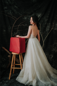 201RYW02 Olivia Champagne Spag Geometry A line 10 Petite Bride Malaysia, Wedding Ballgown rental Malaysia, Bridal Dress Rental Malay Kuala Lumpur Rental, 