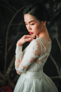 808LLW01 Laily long sleeves guipure lace duchess satin A line 2 Malay Wedding Dress Design Kuala Lumpur, Wedding Ballgown rental Malaysia, 