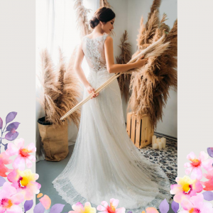 906BY04W01 Carina Deep V illusion back A line stripes 3 Sexy Wedding Gown Malaysia, Romantic wedding dress Malaysia, Garden wedding reception Malaysia, 