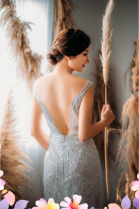 906BY04W02 Darina Deep V trumpet Baroque 2 Full lace wedding dress malaysia, Petite Bridal Wedding Dress rental Kuala Lumpur, Sexy Wedding Gown Malaysia, 