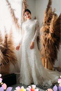 906LLW03 Fhrisha Long Sleeves Baroque A line 7 Malay Wedding Dress Design Kuala Lumpur, Long Sleeves Wedding Dress Rental Malaysia, Bridal Dress Rental Malay Kuala Lumpur Rental, Petite Pengantin Gaun Sewa Malaysia, 
