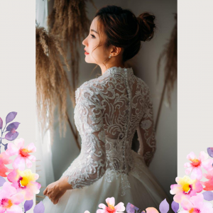 908XNW02 Cazmin LS Princess High Regal collar 2 Princess bridal Gown,Bride Engagement Dress Rental Malaysia, Muslim Bride Malaysia, Long Sleeves Bridal Dress Malaysia Rental, Baju Pengantin Majlis Kahwin Sewa Malaysia, 