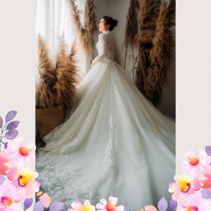 908XNW02 Cazmin LS Princess High Regal collar 5 Princess bridal Gown,Malay Wedding Dress Design Kuala Lumpur, Long Sleeves Wedding Dress Rental Kuala Lumpur, Baju Pengantin Designer Malaysia, 