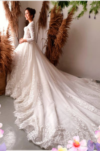 908XNW02 Cazmin LS Princess High Regal collar 64 Malay Wedding Dress Design Kuala Lumpur, Long Sleeves Wedding Dress Rental Malaysia, Bridal Dress Rental Malay Kuala Lumpur Rental, Petite Pengantin Gaun Sewa Malaysia, 