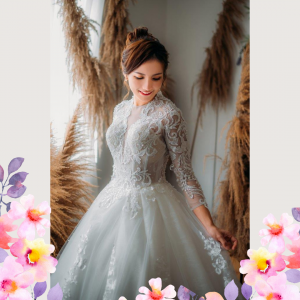 908XNW02 Cazmin LS Princess High Regal collar 1 Princess bridal Gown,Bride Engagement Dress Rental Malaysia, Muslim Bride Malaysia, Long Sleeves Bridal Dress Malaysia Rental, Baju Pengantin Majlis Kahwin Sewa Malaysia, 