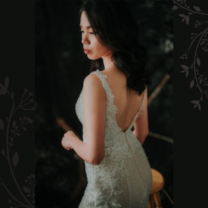 910LLW01 Finona Champagne sequined mermaid with lace with pleated straps 2 Bride Wedding Event Reception Dinner Dress rental Malaysia