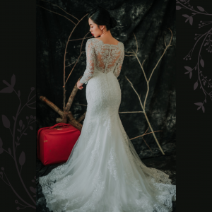 910LLW06 Carla LS boat neck trumpet Alencon 41 Mermaid wedding dress,Baju Pengantin Designer Malaysia, Pengantin Muslimah Malaysia, Wedding Dress rental Kuala Lumpur, 