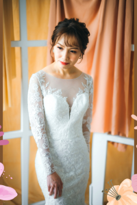 211BY10W02 Annabelle Long Sleeves Trumpet Floral lace k Mermaid wedding dress,Full lace wedding dress malaysia, Petite Wedding Gown rental Kuala Lumpur, Church Wedding Malaysia, 