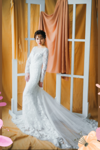 211BY10W02 Annabelle Long Sleeves Trumpet Floral lace p Mermaid wedding dress,Church Bride Malaysia, Bridal Dress rental Petaling Jaya, Wedding Gown Designer Malaysia, 