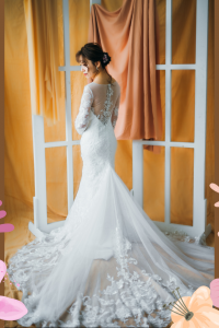 211BY10W02 Annabelle Long Sleeves Trumpet Floral lace j Mermaid wedding dress,Full lace wedding dress malaysia, Petite Wedding Gown rental Kuala Lumpur, Church Wedding Malaysia, 