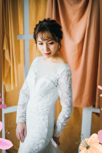211BY10W02 Annabelle Long Sleeves Trumpet Floral lace o Mermaid wedding dress,Church Bride Malaysia, Bridal Dress rental Petaling Jaya, Wedding Gown Designer Malaysia, 