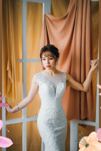 211BY10W02 Annabelle Long Sleeves Trumpet Floral lace c French Chantilly Lace bridal dress custom make malaysia, Full lace wedding dress malaysia, Simple wedding dress malaysia, ROM wedding gown Kuala Lumpur, 