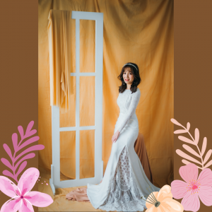 211BY10W03 Isabelle LS Sheath Crepe Scallop top f Gaun Pengantin Kuala Lumpur Sewa, Petite Bride Dress Rental Malaysia Muslimah