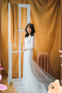 211BY10W04 Arabelle LS Trumpet Floral Guipure l Mermaid wedding dress,Church wedding dress long Sleeves Malaysia, Bridal Dress Rental Malay Kuala Lumpur Rental, Wedding Dress Rental Minimalist Malaysia, 
