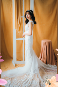 211BY10W04 Arabelle LS Trumpet Floral Guipure e Mermaid wedding dress,Sexy Wedding Gown Malaysia, Romantic wedding dress Malaysia, Garden wedding reception Malaysia, ROM wedding gown Kuala Lumpur, 