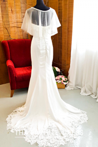 214LLW01 Pure Sweet Heart Silk Satin Trumpet Cape dress rental long sleeves Kuala Lumpur