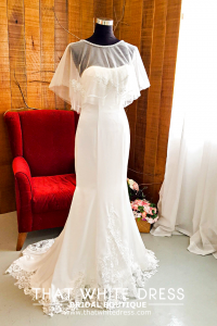 214LLW01 Pure Sweet Heart Silk Satin Trumpet Cape (3) dress rental long sleeves Kuala Lumpur Malaysia