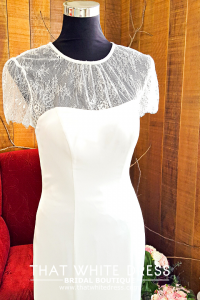 214LLW01 Pure Sweet Heart Silk Satin Trumpet illusion short sleeves Muslimah Bride Malaysia