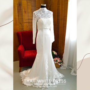 214LLW01 Pure Sweet Heart Silk Satin Trumpet high collar long sleeves Bridal Gown Rental Kuala Lumpur Petaling Jaya