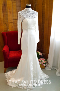 214LLW01 Pure Sweet Heart Silk Satin Trumpet high collar long sleeves Bridal Gown Rental Kuala Lumpur Petaling Jaya