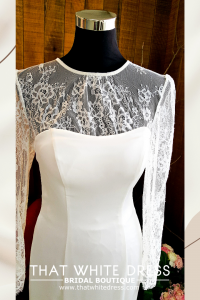 214LLW01 Pure Sweet Heart Silk Satin Trumpet illusion chantilly long sleeves Muslimah Bride Malaysia