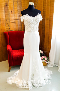 214LLW01 Pure Sweet Heart Silk Satin Trumpet off shoulder baroque Bride Malaysia