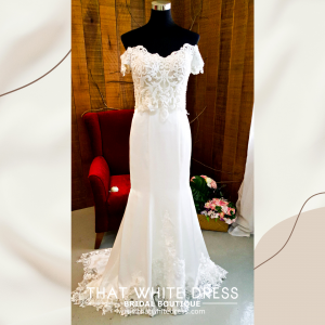 214LLW01 Pure Sweet Heart Silk Satin Trumpet off shoulder baroque Gown rental malaysia