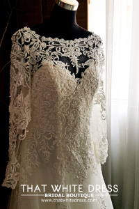 214LLWL02 Marie Plus LS Boat Neck Lace A line Gaun Pengantin Besar Malaysia