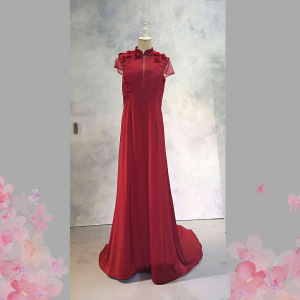 2210EL06EL02 Maida Plus Cheongsam Red Floral Oriental Cheong Sam Qi Pao rental Malaysia Kuala Lumpur Petaling Jaya Evening Dress