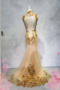 Evening Dress 401Ev09 Cheongsam Golden Roses (4) Oriental Cheong Sam Qi Pao rental Malaysia Kuala Lumpur Petaling Jaya