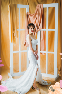 77LLW04 LL Gracia Sweet Heart Floral motif trumpet with detachable one shoulder e Sexy Wedding Gown Malaysia, Romantic wedding dress Malaysia, Garden wedding reception Malaysia, 