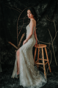 910LLW03 Vinona Champagne strap V mermaid tulle overlay 4 Mermaid wedding dress,Long Sleeves Bridal Dress Malaysia Rental, Gaun Kahwin Malaysia sewa, Wedding Gown Designer Malaysia, 