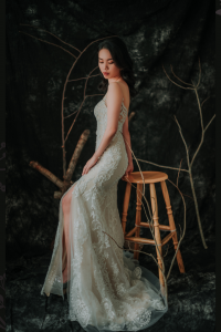 910LLW03 Vinona Champagne strap V mermaid tulle overlay 8 Mermaid wedding dress,Baju Pengantin Designer Malaysia, Pengantin Muslimah Malaysia, Wedding Dress rental Kuala Lumpur, 