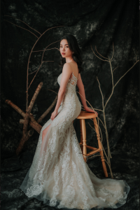 910LLW03 Vinona Champagne strap V mermaid tulle overlay 6 Mermaid wedding dress,Baju Pengantin Designer Malaysia, Pengantin Muslimah Malaysia, Wedding Dress rental Kuala Lumpur, 