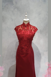 Evening Dress 408Ev02 MM Maroon Cheongsam  25 Oriental Cheong Sam Qi Pao rental Malaysia Kuala Lumpur Petaling Jaya