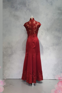 Evening Dress 408Ev02 MM Maroon Cheongsam  26 Oriental Cheong Sam Qi Pao rental Malaysia Kuala Lumpur Petaling Jaya