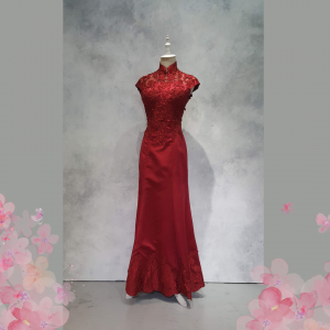 Evening Dress 408Ev02 MM Maroon Cheongsam  24 Oriental Cheong Sam Qi Pao rental Malaysia Kuala Lumpur Petaling Jaya