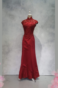 Evening Dress 408Ev02 MM Maroon Cheongsam  24 Oriental Cheong Sam Qi Pao rental Malaysia Kuala Lumpur Petaling Jaya