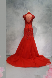 Evening Dress 503Ev01 IS Red Oriental Trumpet 29 Oriental Cheong Sam Qi Pao rental Malaysia Kuala Lumpur Petaling Jaya