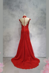 Evening Dress 73TYE01 Red Oriental Collar Trumpet  20 Oriental Cheong Sam Qi Pao rental Malaysia Kuala Lumpur Petaling Jaya