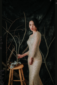 Evening Dress XN71E06 Champagne Long Sleeves Full Sequined Trumpet 6 Mermaid wedding dress,Sexy Wedding Gown Malaysia, Romantic wedding dress Malaysia, Garden wedding reception Malaysia, ROM wedding gown Kuala Lumpur, 