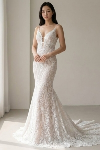 201RYW03 Sophia Skin Spag Baroque full lace trumpet Bride Wedding Gown Premium Designer Malaysia rental