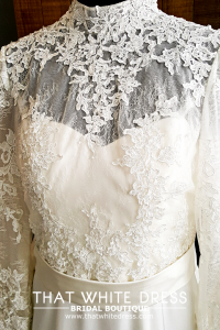 214LLWL01 Pure Plus Sweet Heart Silk Satin A line high collar long sleeves Plus Size Bride Malaysia Dress Rental